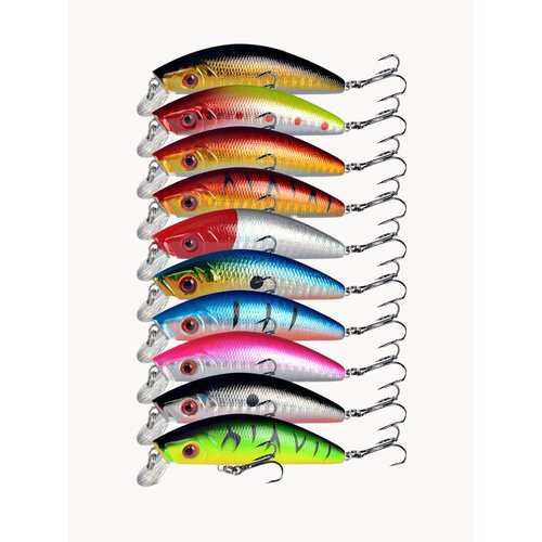 Набор воблеров минноу 10 шт для щуки и окуня