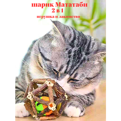 Игрушка для кошек мататаби с мятой 2в1 с колокольчиком звенящая