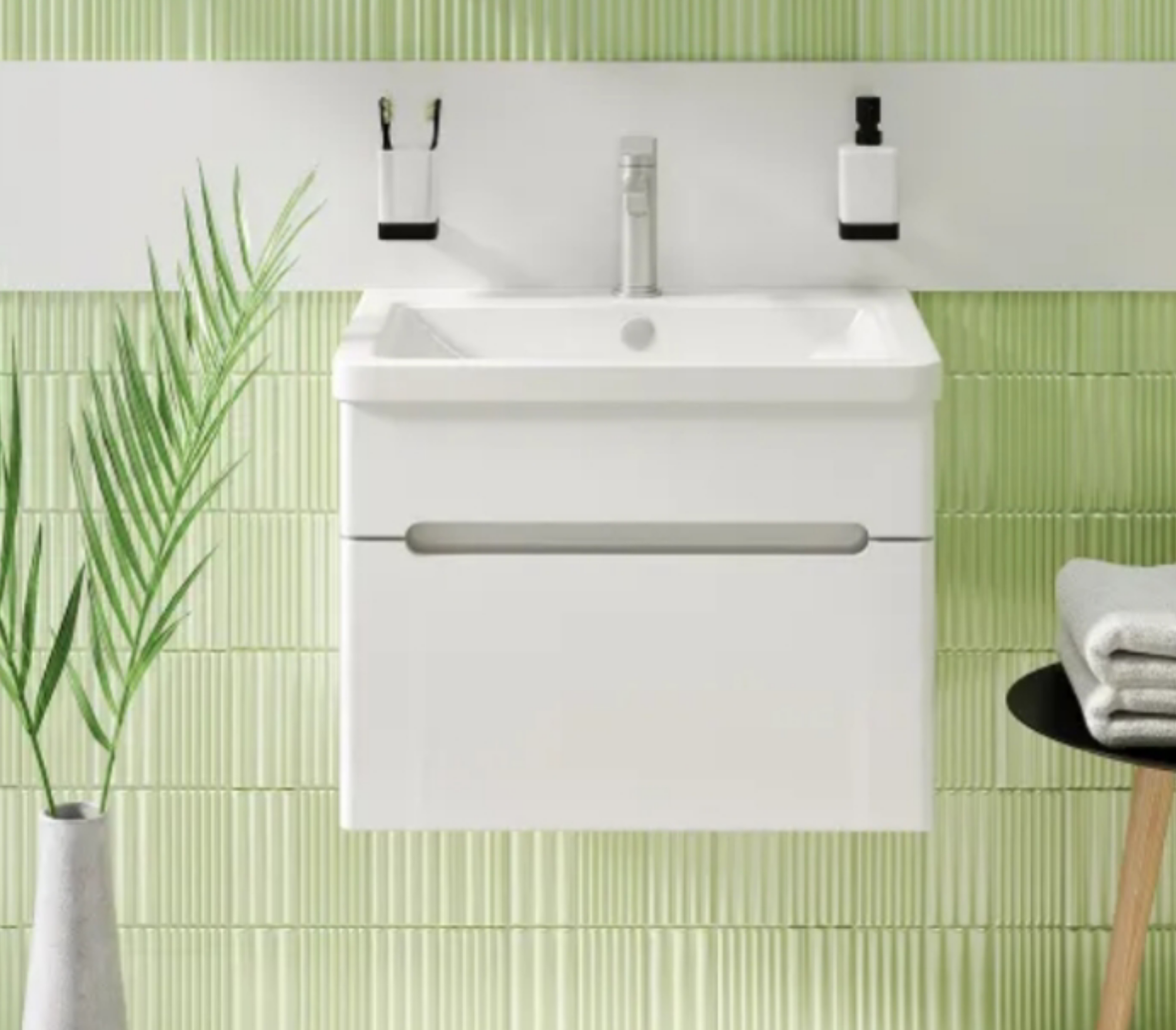 Тумба подвесная с раковиной Тиона 80 Белый глянец