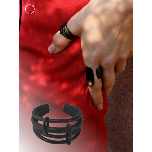 Кольцо переплетенное Kalinka modern story, безразмерное, черный