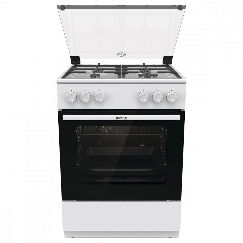 Плита газовая Gorenje GG6A11WF белый, отдельностоящая, газовых конфорок 4, духовка: газовая, объем духовки 70л