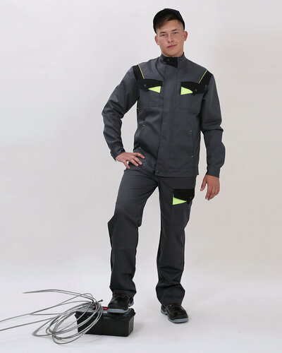 Изображение товара Куртка рабочая, тк. Твил во, пл.250г /м2 Серый темный, отделка черная, лимон