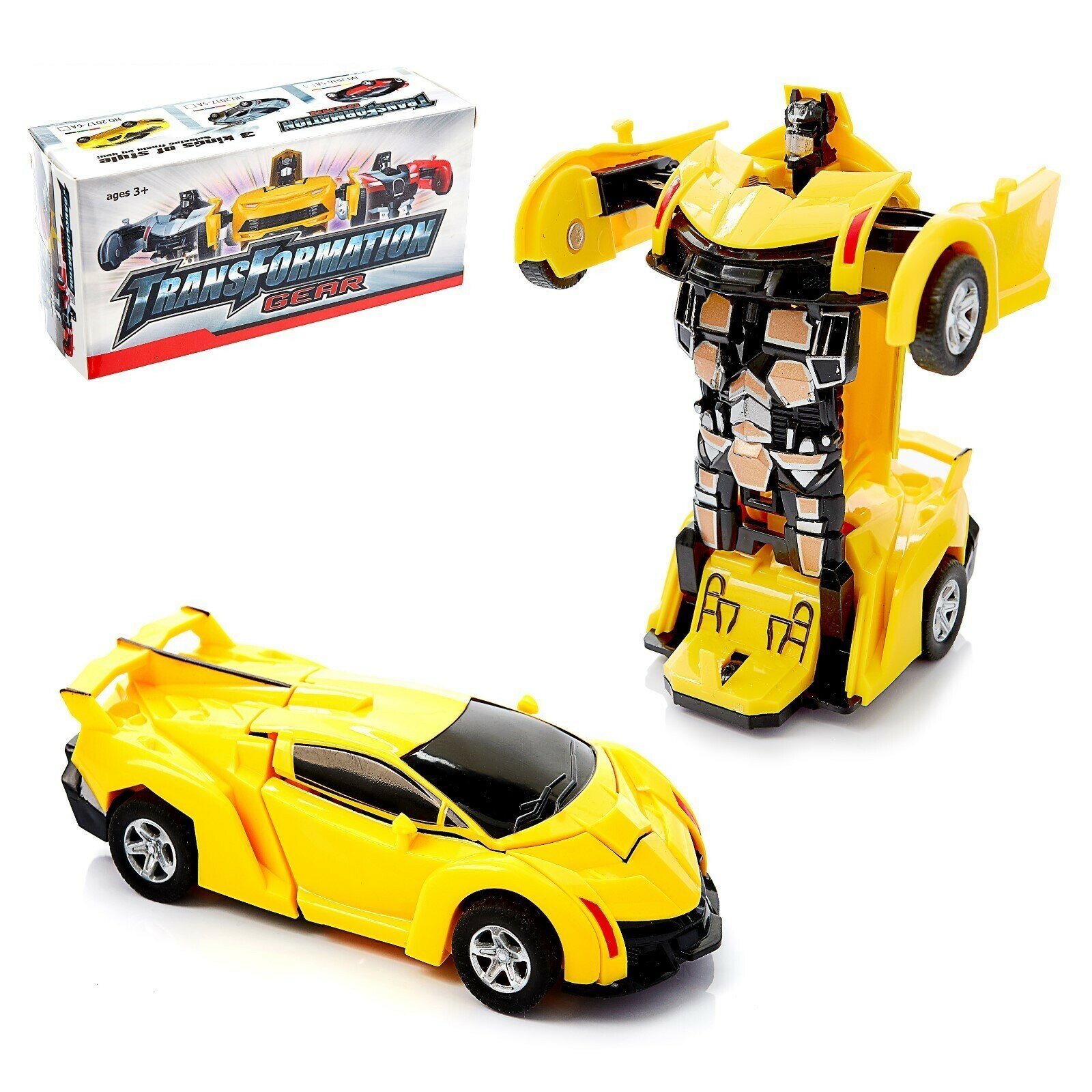Робот-трансформер КНР Спорткар, трансформируется автоматически, 11 см, инерционный
