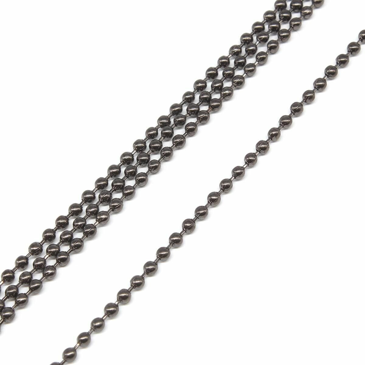 Декоративная цепочка айрис Шариковая металл 2 мм 914 м цвет Черное серебро