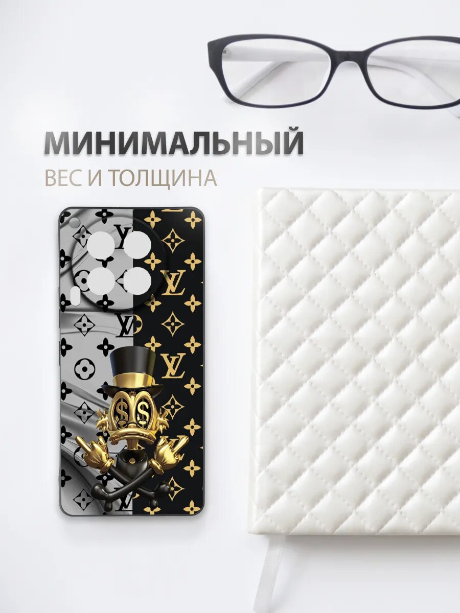 Чехол Le Nuance, для Tecno Camon 30, силикон/полиуретан, черный, с принтом — фото 1