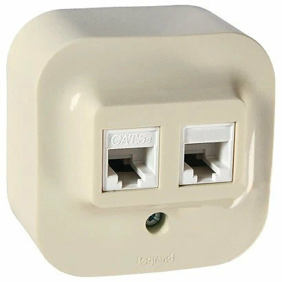 Розетка Legrand Quteo RJ11+RJ45 5E UTP слоновая кость