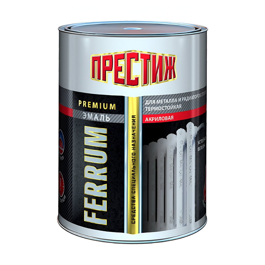 Эмаль Престиж для радиаторов термостойкая акриловая белая 0.9 кг