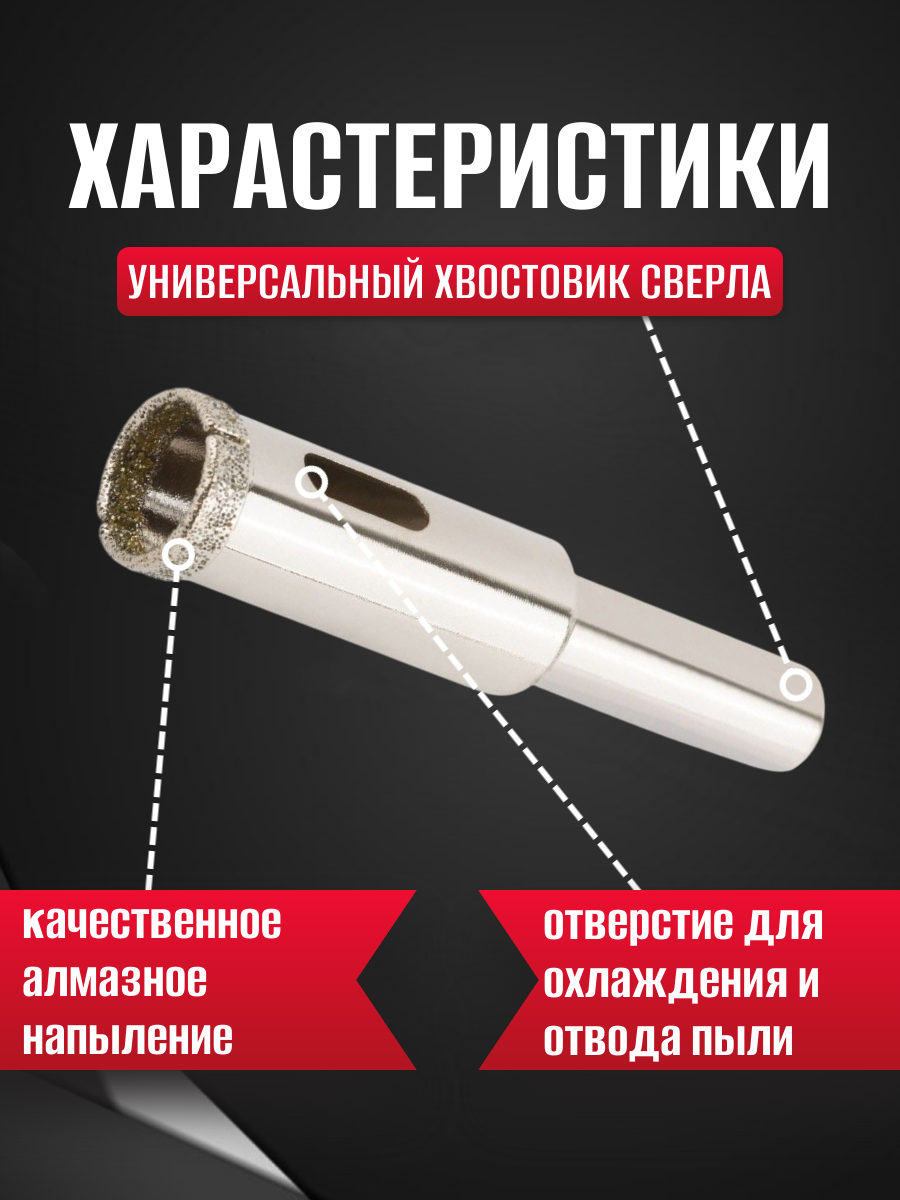 Коронки И Наборы Для Электроинструмента Алмазная коронка Best Room, для керамогранита, керамики, бетона, 18мм