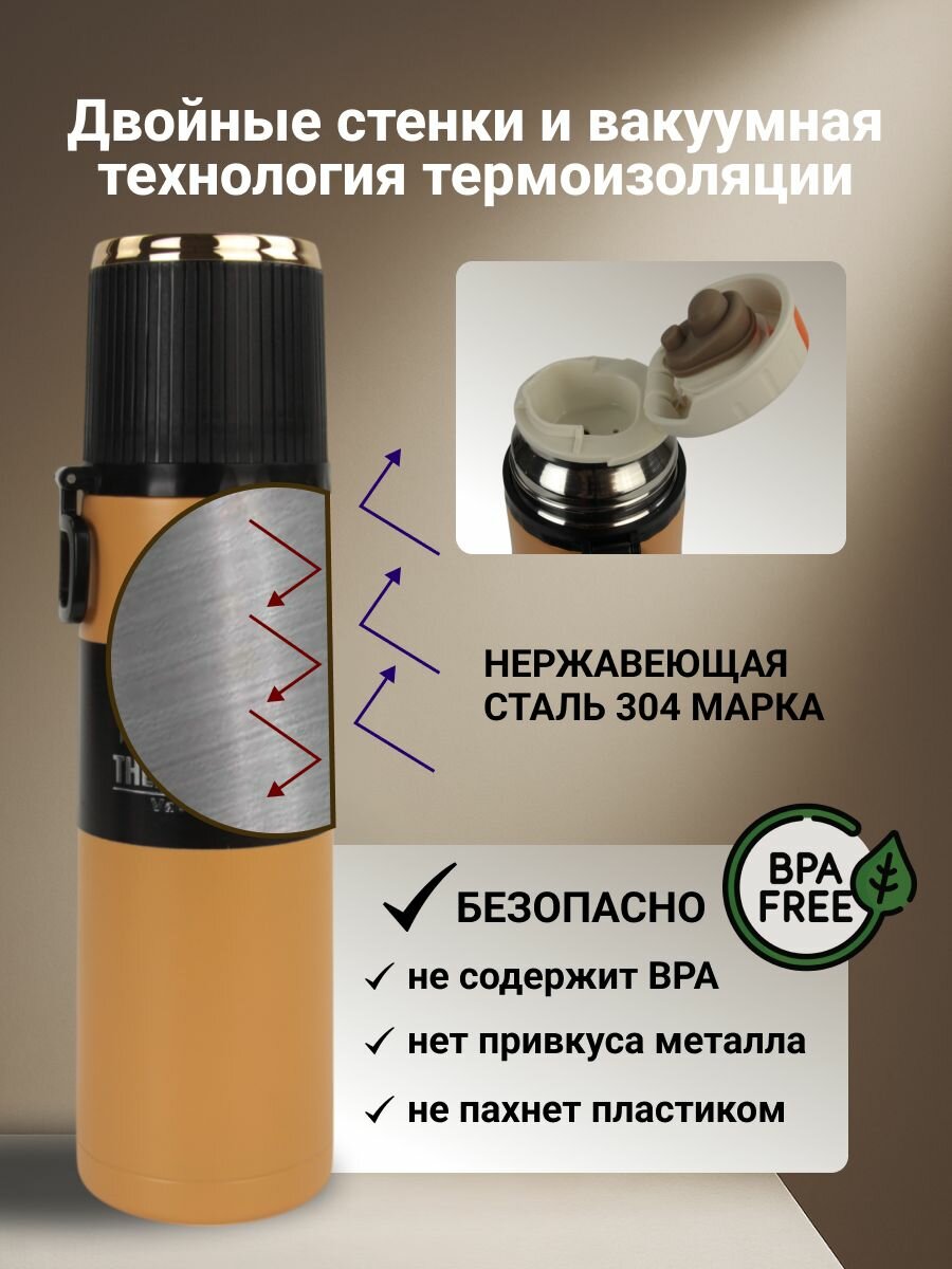 Термос KDFE-6501-500, 500 мл, нержавеющая сталь, для напитков — фото 1