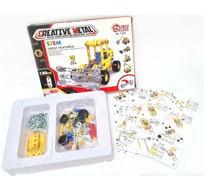 Конструктор игрушка Creativу Metal 7в1 180деталей металлический с комплектом инструментов — фото 1