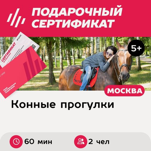 Изображение товара Подарочный сертификат Конная прогулка для 2 человек в составе группы (60 мин.) (Московская область)