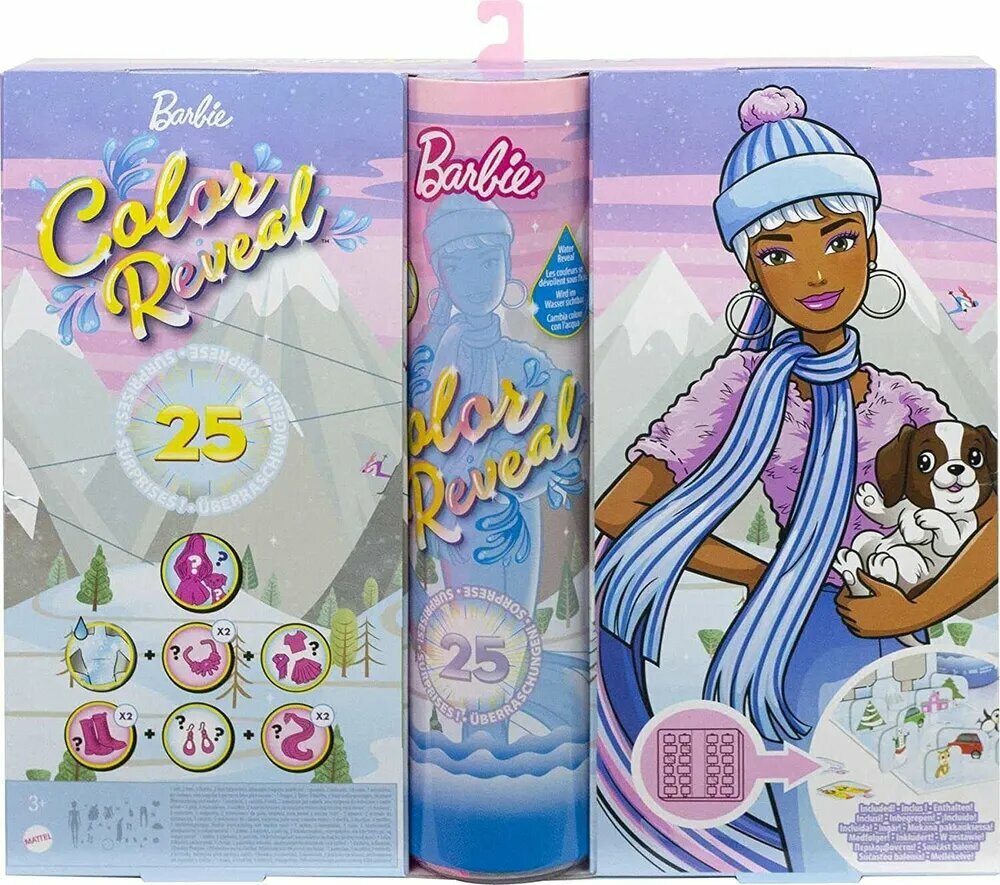 Barbie Color Reveal Advent Calendar кукла 25 см с аксессуарами слепой бокс сюрприз коллекционная новогодний подарок