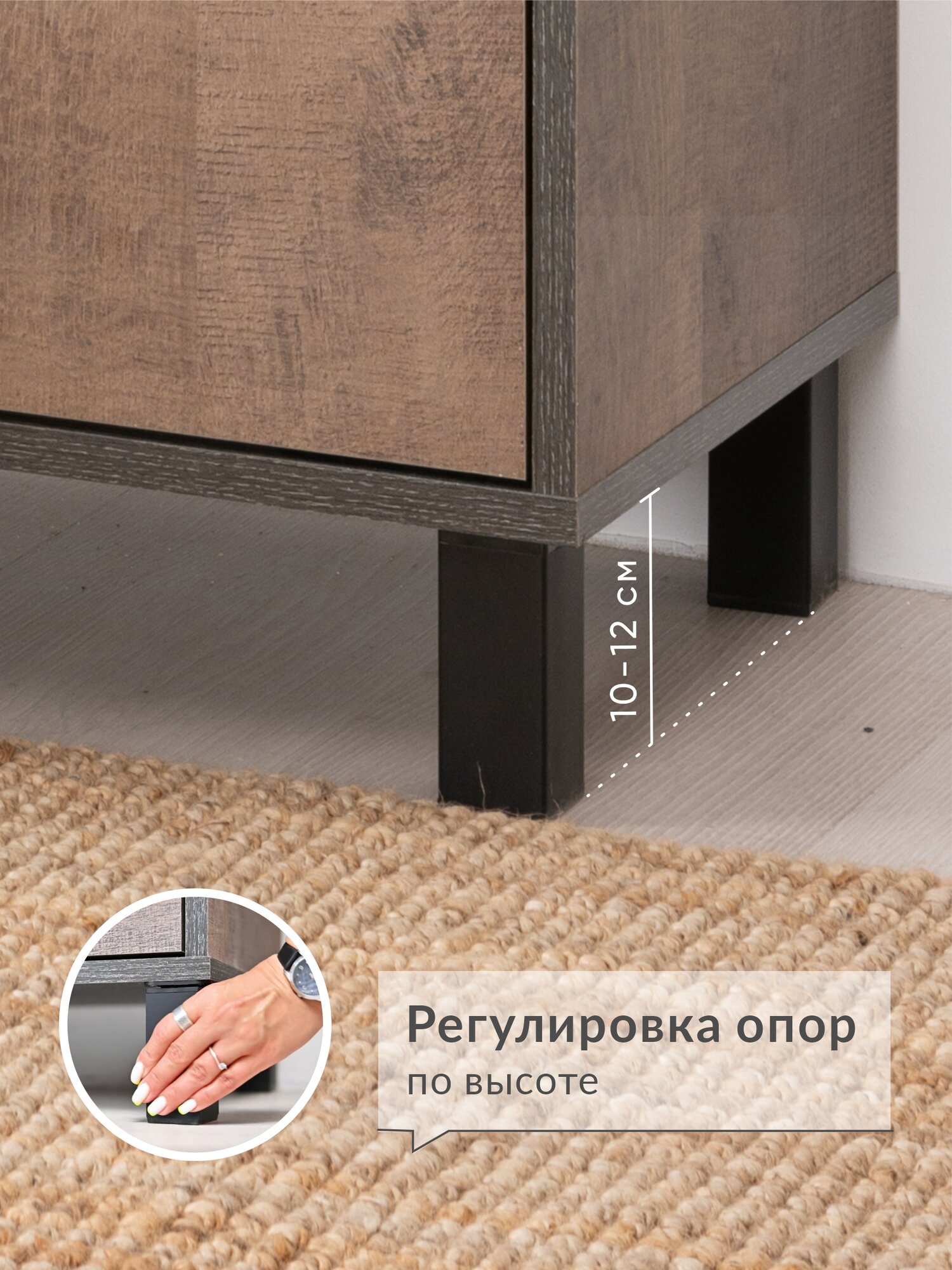 Прикроватная тумба лофт 52х33,8х45,6 см Стронг 13.242, дуб гранж колониальный — фото 1