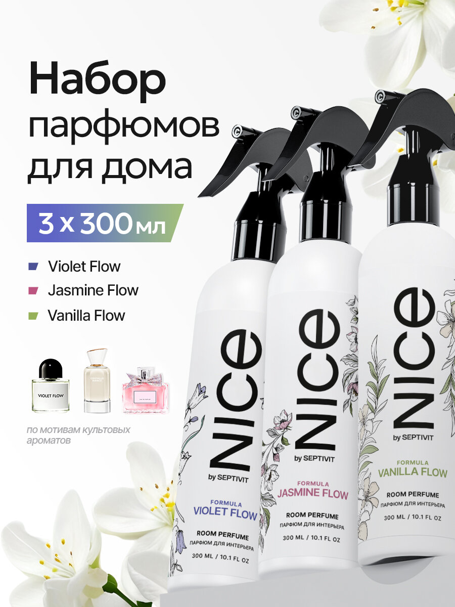 Освежители воздуха Nice by Septivit, набор, 3 шт, 900 мл, спрей