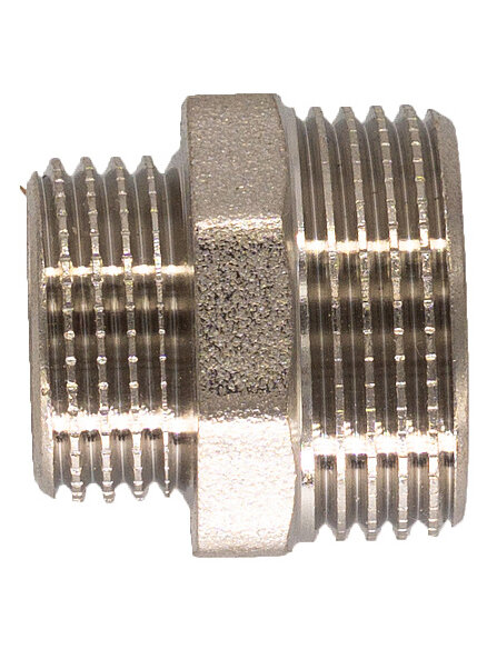 Ниппель CTM CRRN3412, латунь, переходной, наружная резьба, 3/4", 1/2", длина 25мм — фото 1