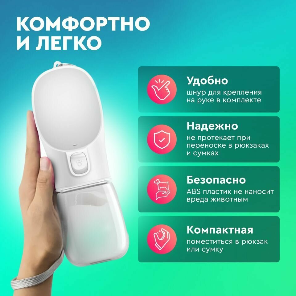 Картинки Портативная поилка белая/дорожная, прогулочная для собак, кошек, животных