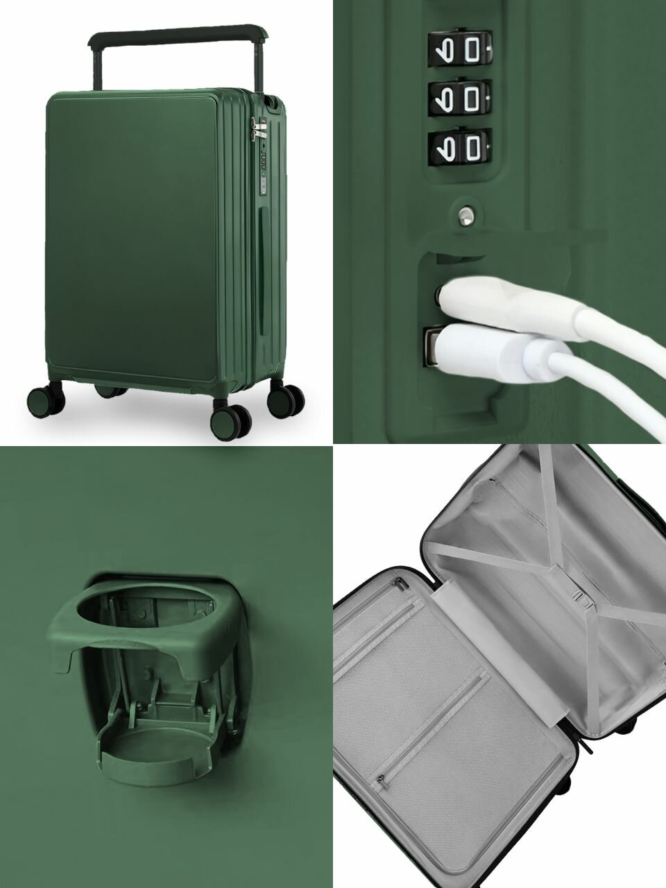 Умный чемодан Xiaomi, 42 л, размер S, Зеленый/Green — фото 1