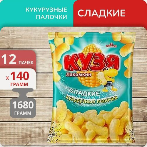 Изображение товара Кукурузные палочки "Кузя Лакомкин" с сахарной пудрой, 12 шт. по 140г.
