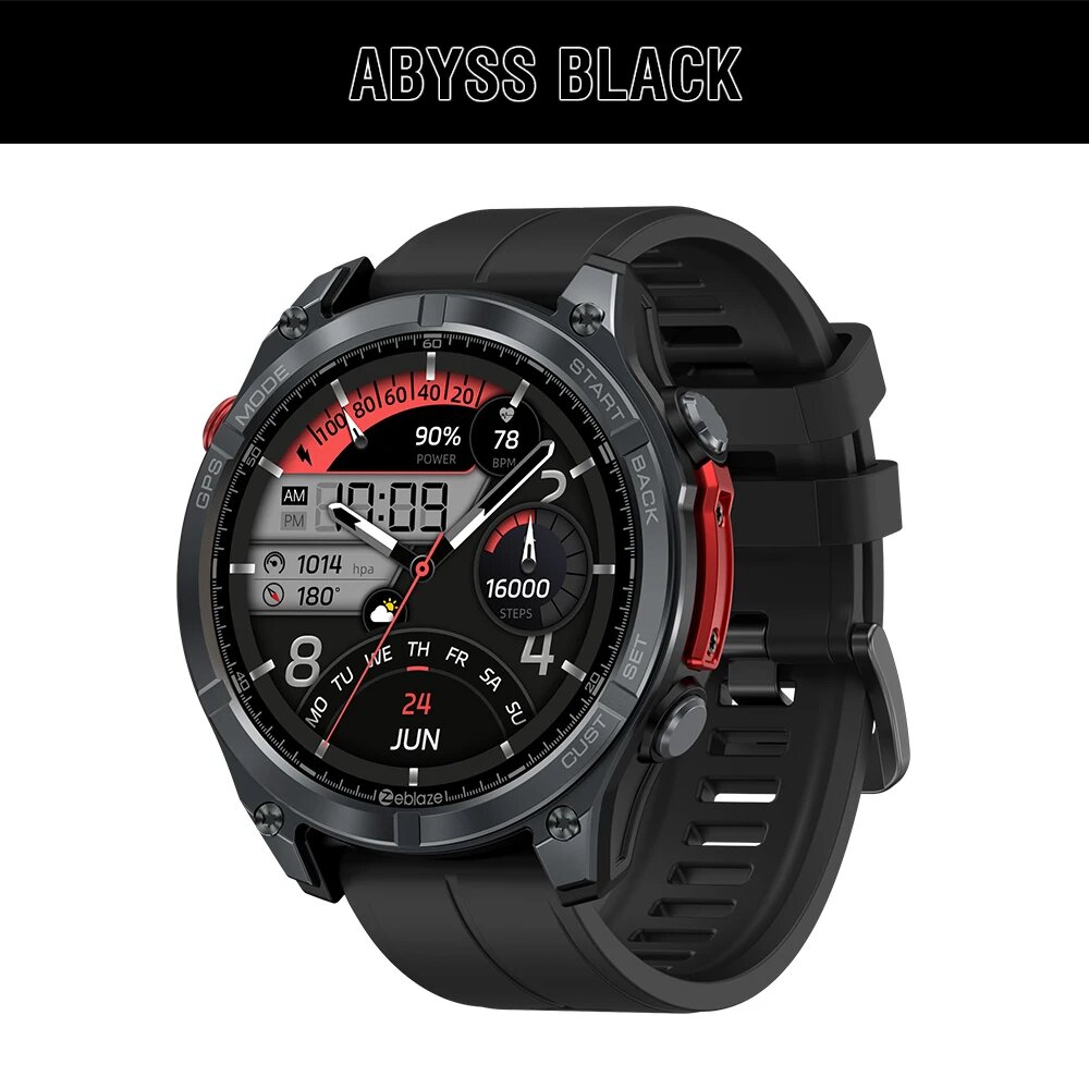 Смарт-часы Zeblaze Stratos 4 2025 года, 1,43 дюйма, AMOLED-дисплей, встроенный GPS-компас, голосовой вызов, 170 спортивных режимов, Abyss Black