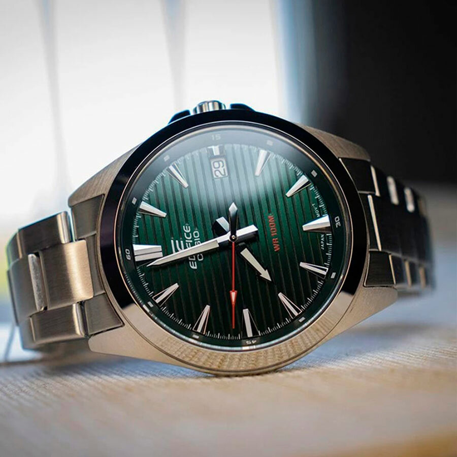 Наручные часы CASIO Edifice, серебряный/зеленый — фото 1