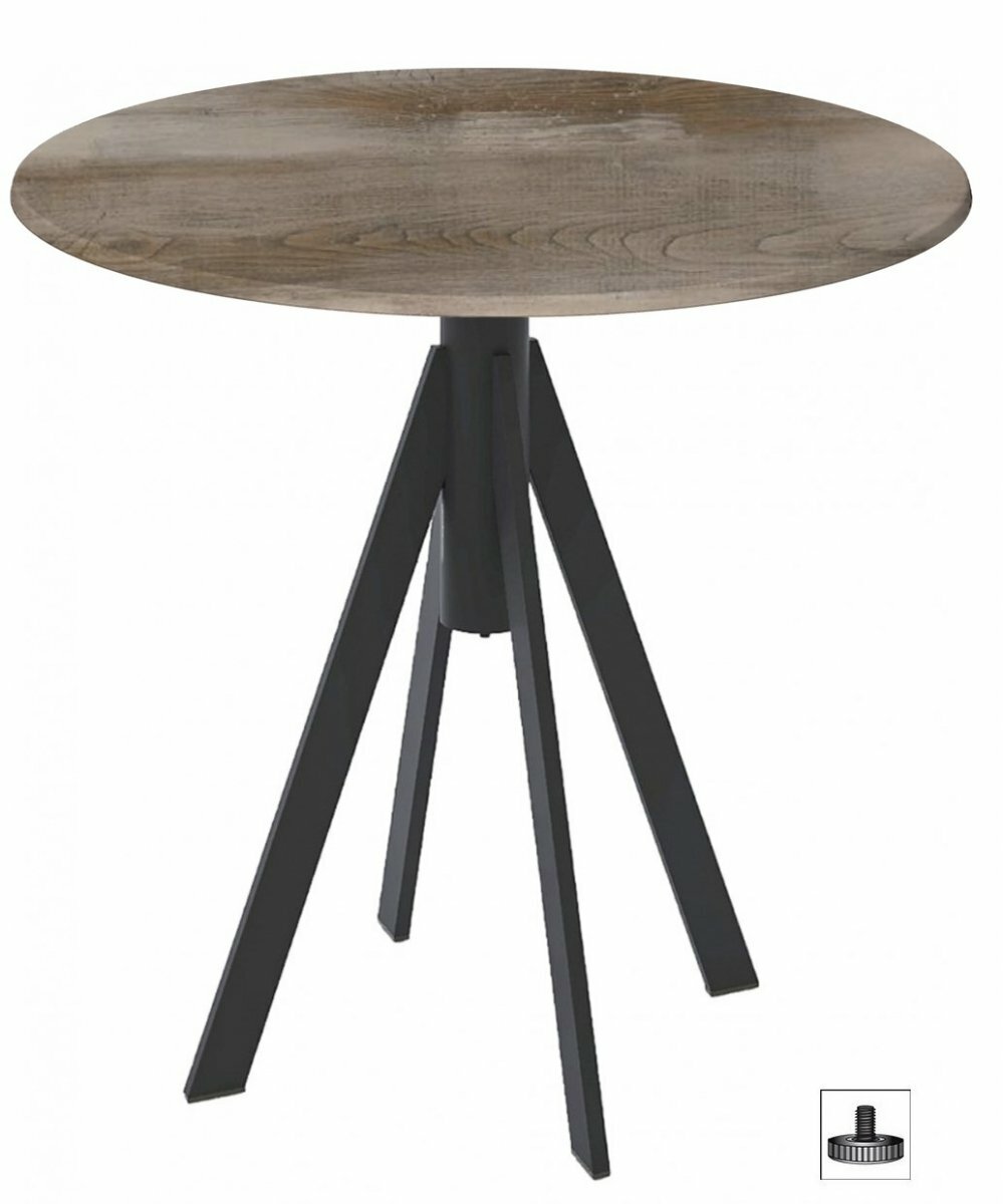 Стол обеденный Fuoz Werzalit Woodart, столешница круг, 60*60 см, цвет черный, исландский дуб 2, Genart