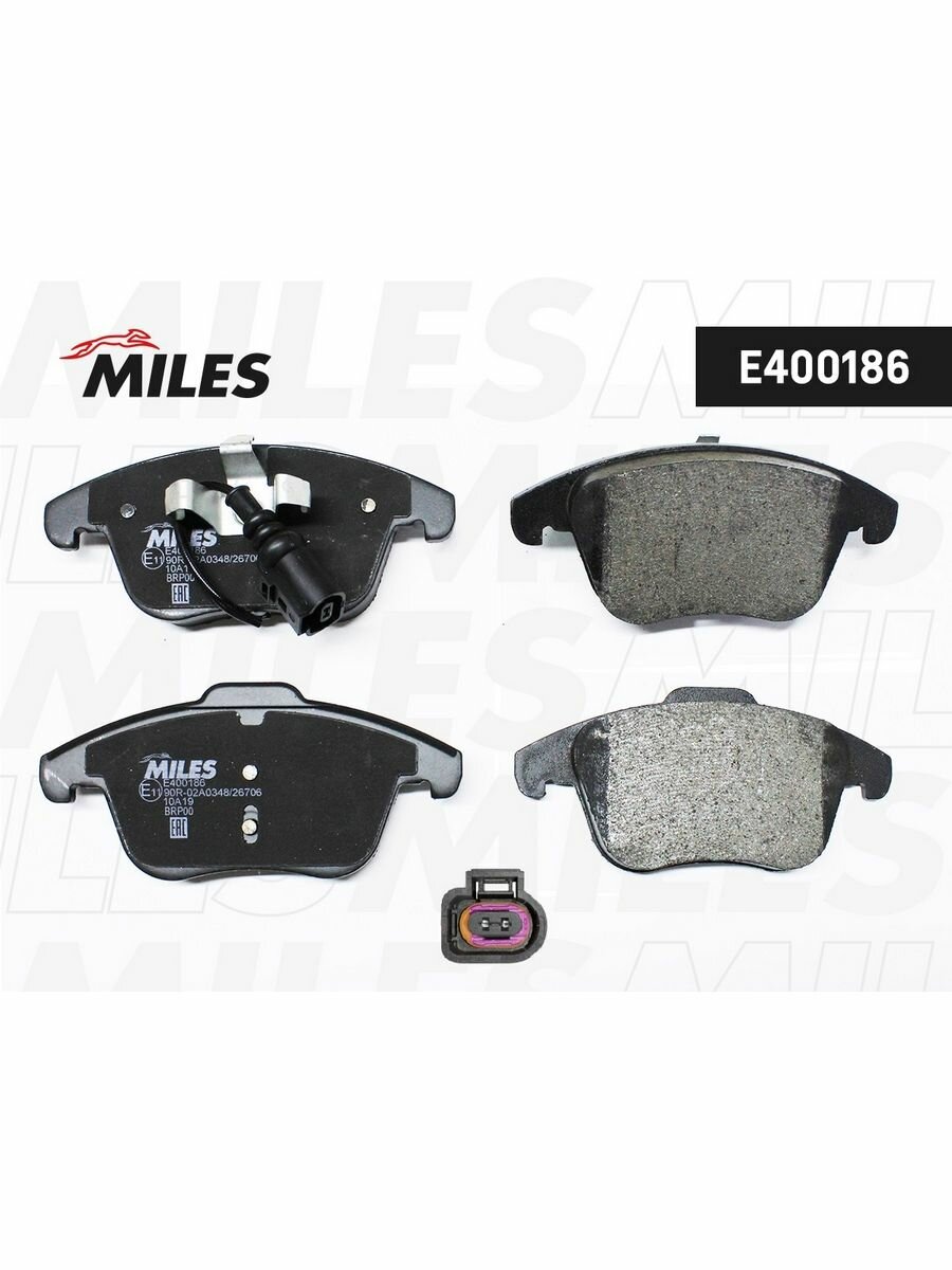 Тормозные колодки дисковые передние (с датчиком износа) MILES E400186 для AUDI Q3, SEAT Alhambra, Volkswagen Tiguan