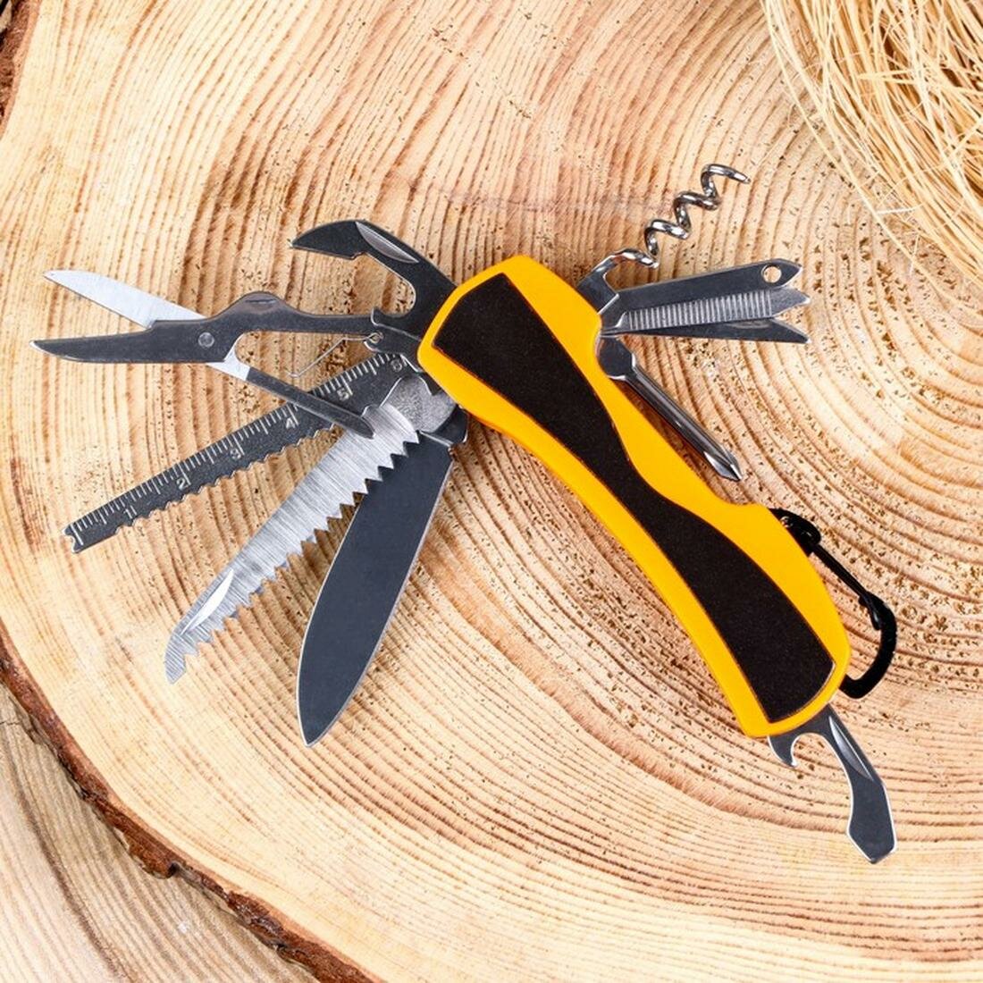 Швейцарский нож Сима-ленд "Шмель", 13 в 1, сталь, пластик, желтый