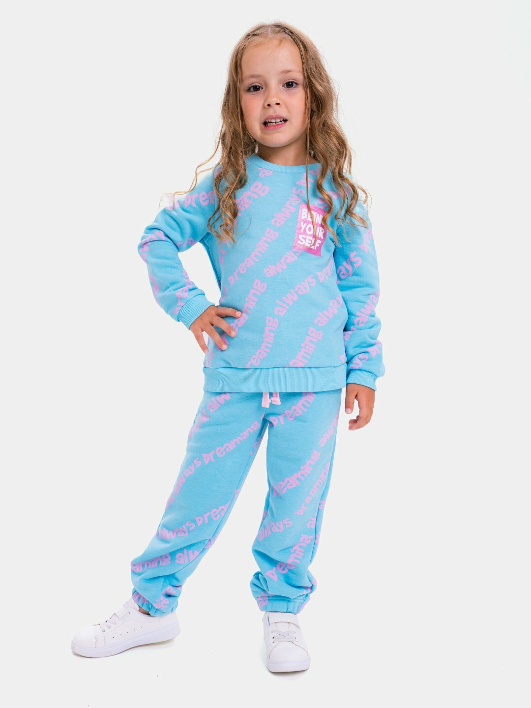 Толстовка neo, размер 110, голубой/розовый — фото 1