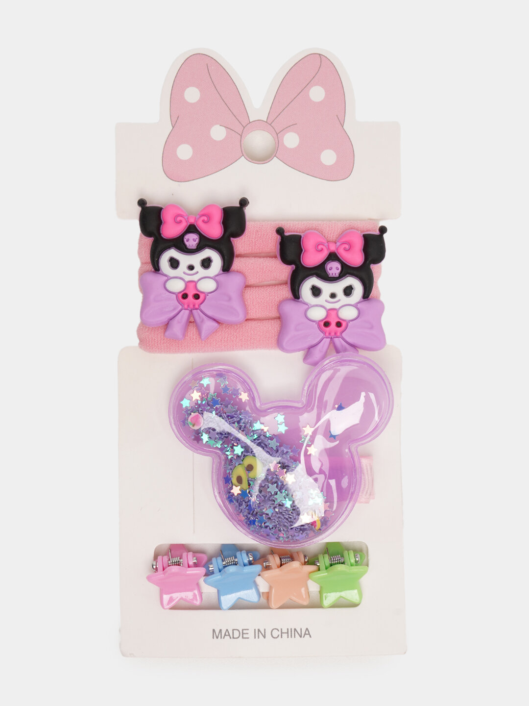 Набор четыре резинки + четыре маленких заколки и одна больщая заколка, набор для принцессы