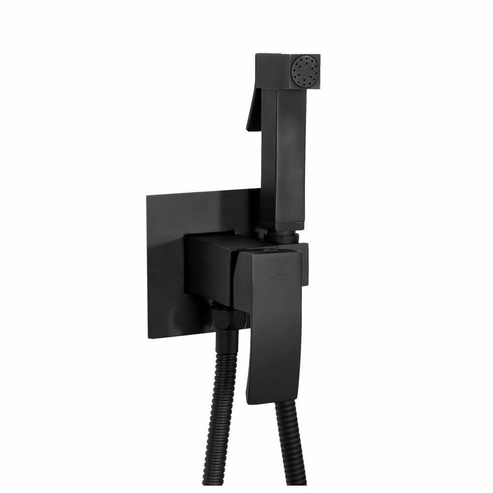 Гигиенический душ со смесителем встраиваемый Hansberge H3077BL, черный