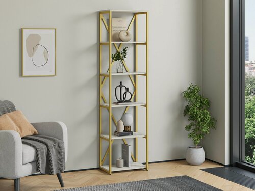 Изображение товара Стеллаж Айсберг Лофт Gold 40/6 Золотой с полками дуб крафт белый