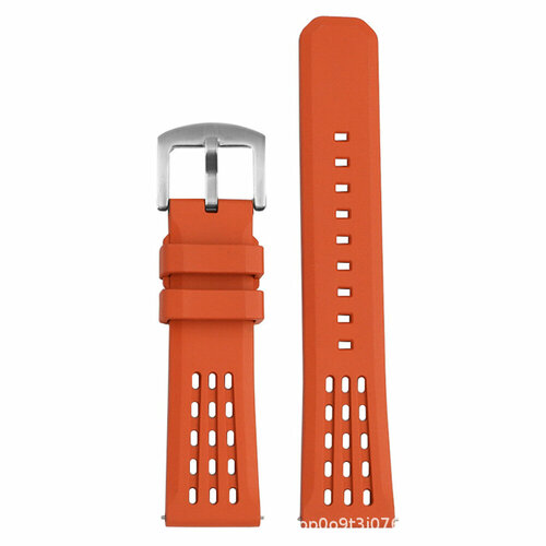 Ремешок быстросъемный, для часов Seiko, Omega, Seahorse, фторкаучук, 20мм, оранжево-серебристый Оранжевый, серебристая пряжка, размер 20 мм