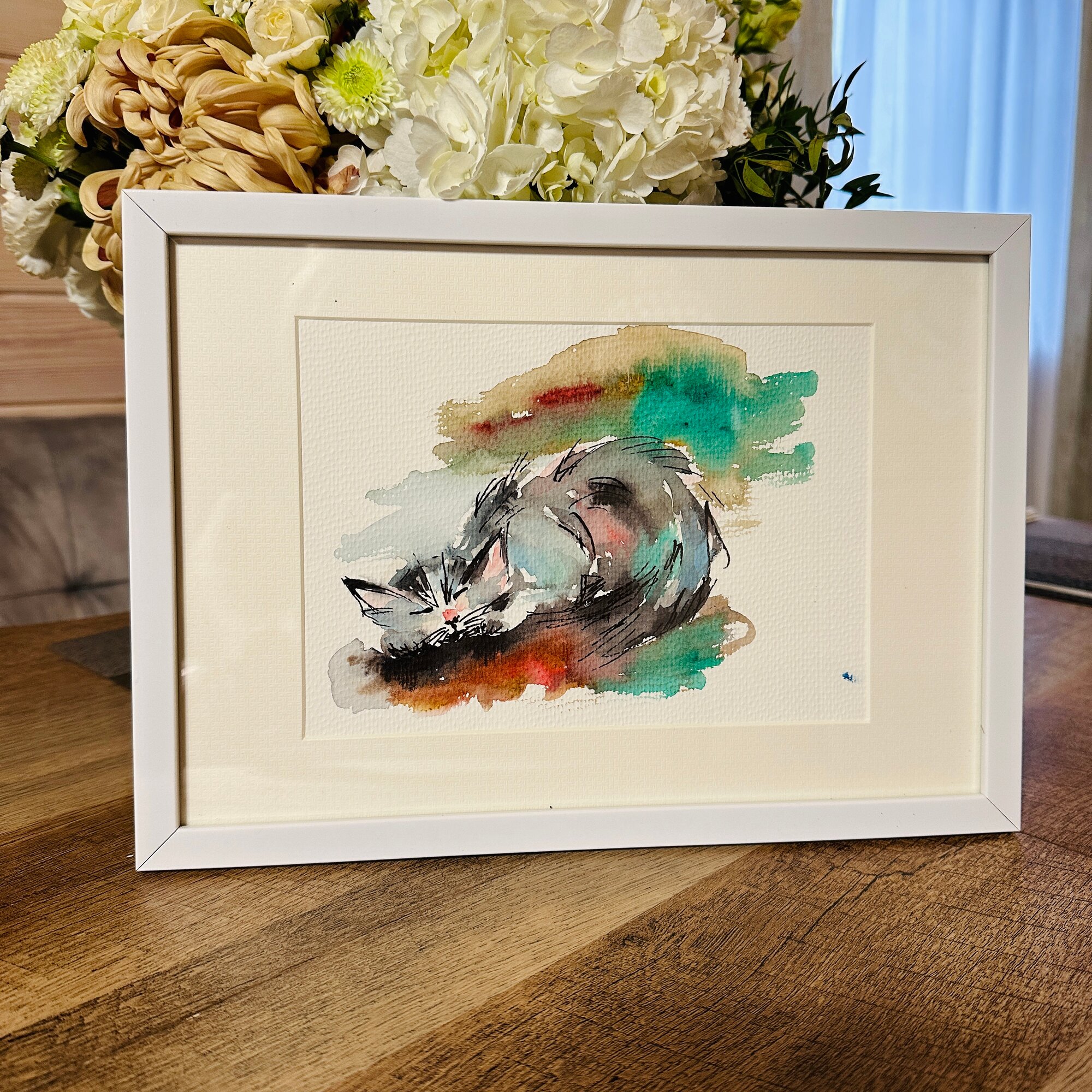 Картина акварельная в рамке с паспарту 22х32 см