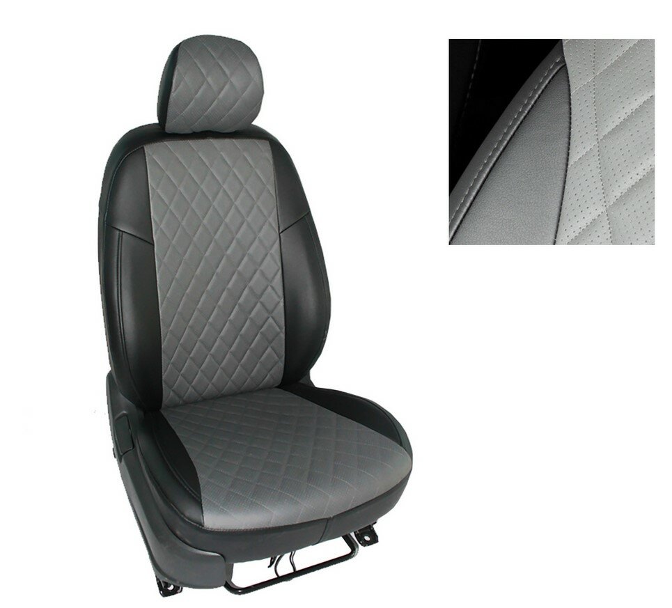 Чехлы из экокожи Ромб Seintex для Mazda CX5 II 2017-н. в. Ромб (серые, 90308)