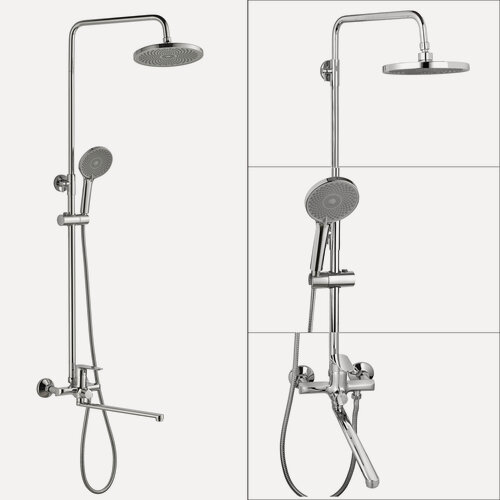 Изображение товара Душевая система со смесителем и тропическим душем OUTE, длинный поворотный гусак, хром