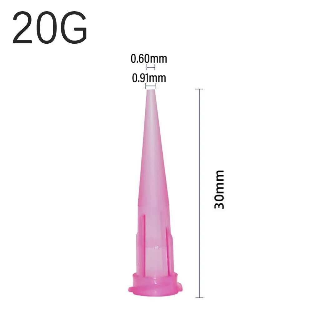 Пластиковые конические наконечники 20G, 30 мм, 100 шт.