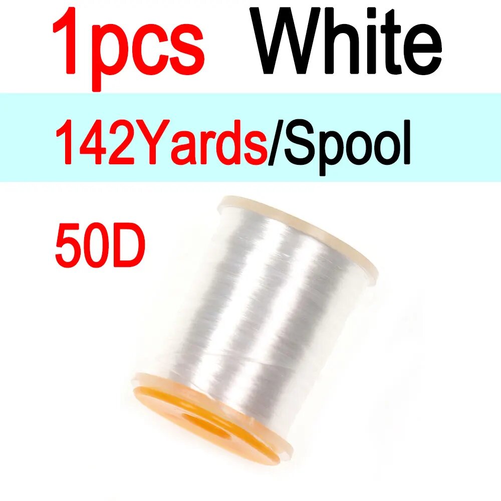 Вощеная нить для вязания мушек Vampfly, Белый, 50D, 142 Yards