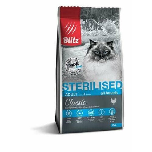 Корм для стерилизованных кошек с курицей -0,4 кг. Blitz Classic Chicken Adult Sterilised Cat All Breeds
