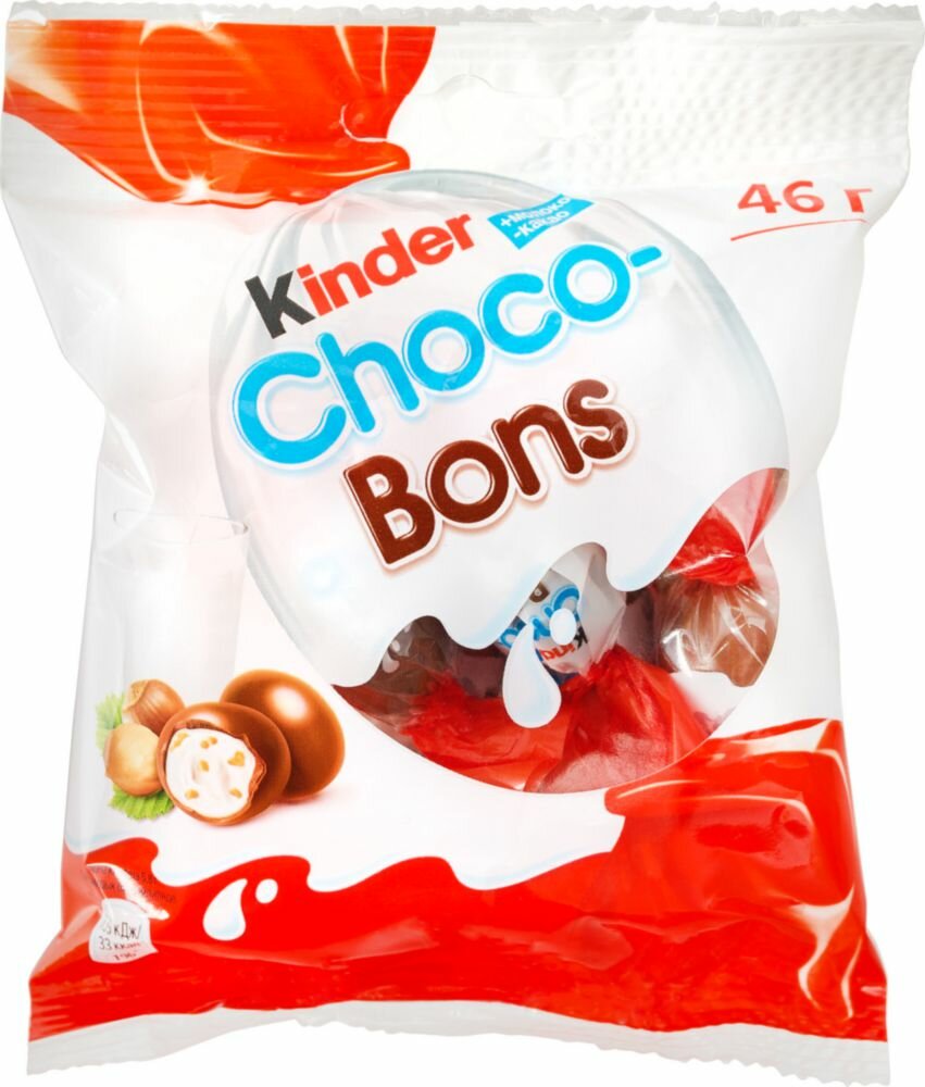 Шоколадные яйца Kinder Schoko-Bons, молочно-ореховая начинка, 46 гр