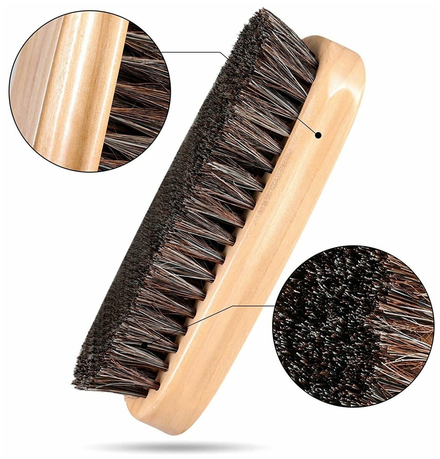 Щетка для обуви / Щетка натуральная / Щетка для обуви из натурального конского волоса / Щетка мягкая для обуви 10.4x4 см KL