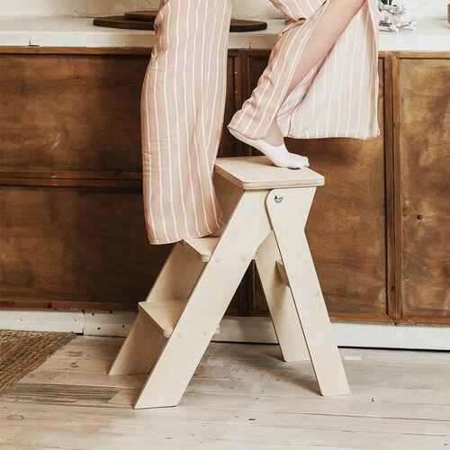 Табурет-Стремянка Motera, офисный, складная, дерево, бежевый