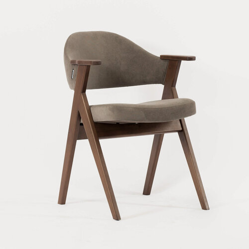 Изображение товара Стул Лестер серо-коричневая ткань массив бука (орех) для дома/для гостиной/для столовой/для кафе/кухонный стул/стул кухонный