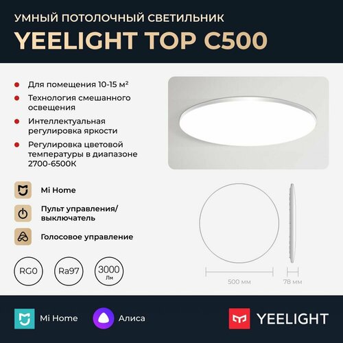 Умный потолочный светильник Yeelight TOP Ceiling Light C500YLXDD-0063CV 12944₽