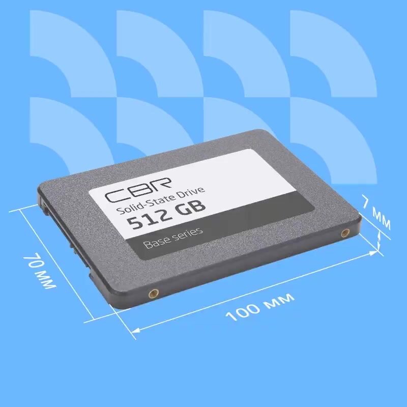 Cbr накопитель SSD-512GB-2.5-BS24b, Внутренний SSD-накопитель, серия "Base", 512 GB, 2.5", SATA III 6 Gbit s, 3D TLC NAND, R W speed up to 550 500 — фото 1