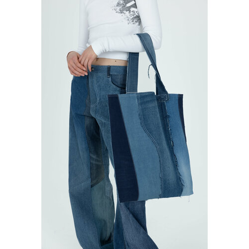 Сумка шоппер 'RISHI, фактура пэчворк, синий