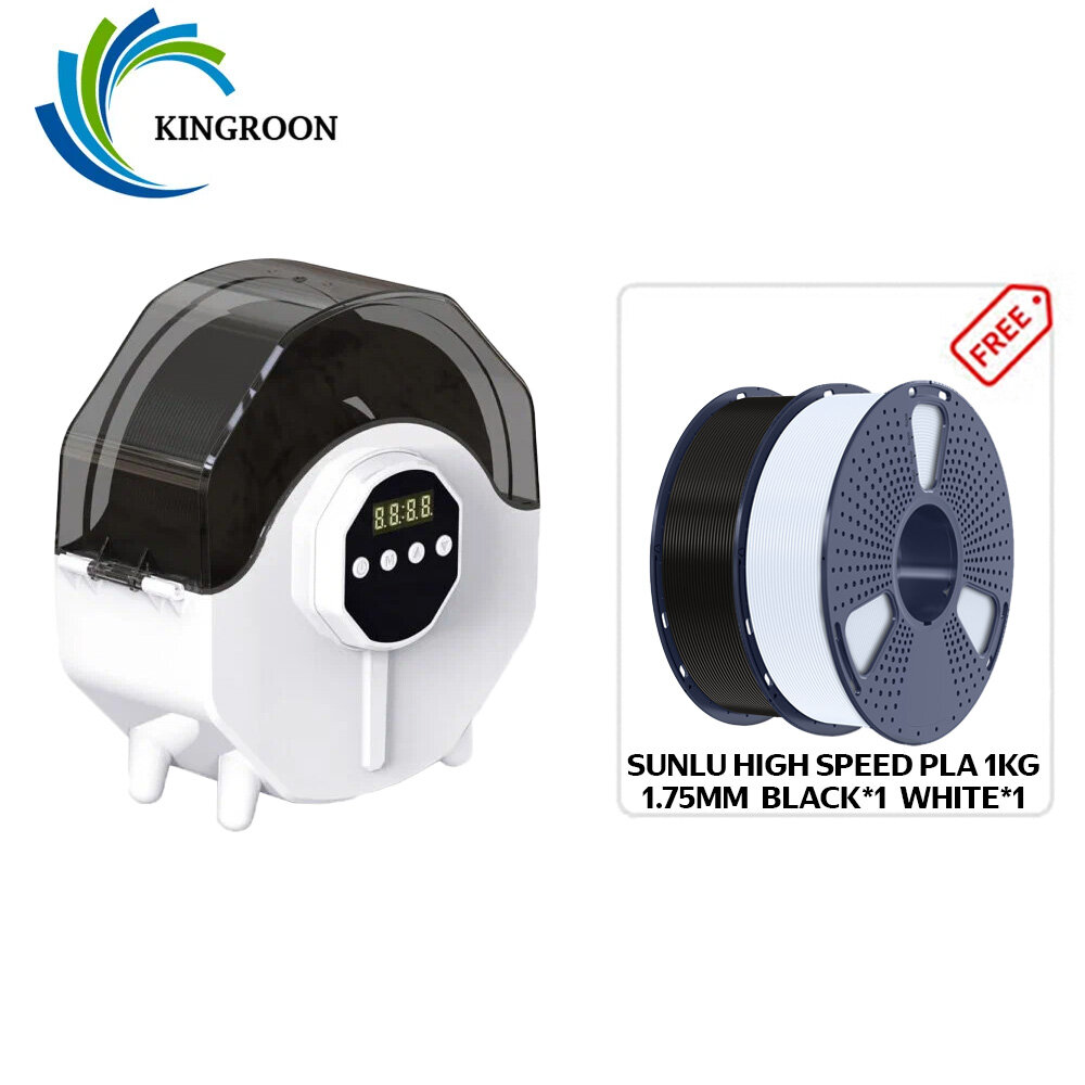 Kingroon 3D Filament Drying Box + Sunlu High Speed PLA White+black Filament*2, A great value combination