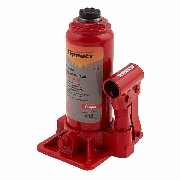 Домкрат гидравлический бутылочный 6 т h подъема 180–340 мм Sparta Compact
