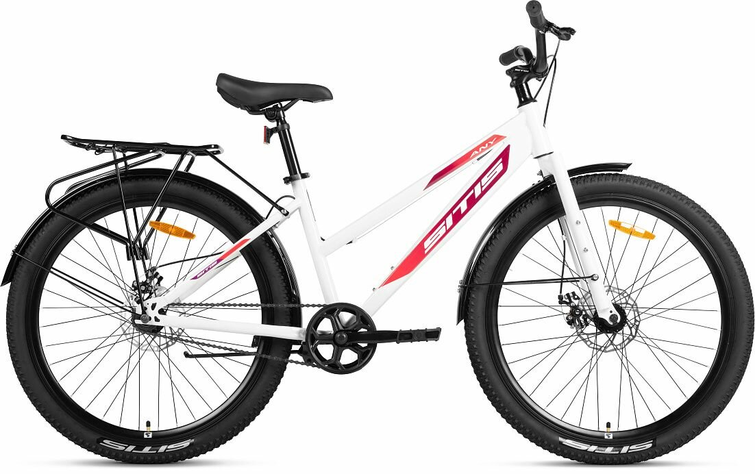 Велосипед SITIS ANY Regit 1SP 26" (2025) White-Red женский стальной ригид, колесо 26", рама 13,5" на рост 150-160 см