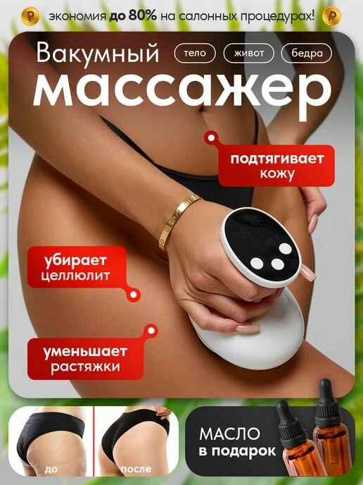 Массажер вакуумный IML, антицеллюлитный, рефлекторный, 10 режимов