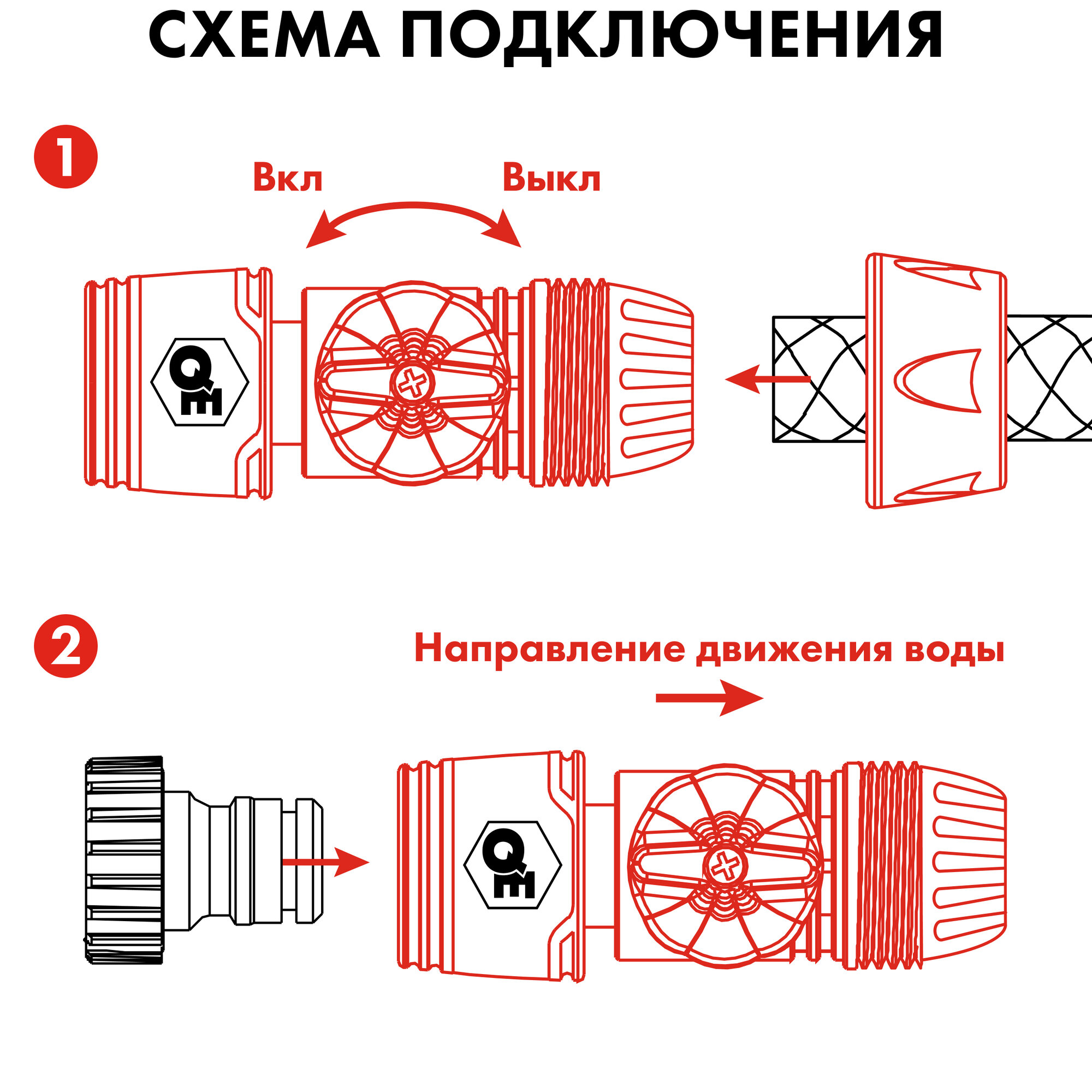 Соединитель быстроразъемный QUATTRO ELEMENTI для шланга 3/4", мягкий пластик, с регулировк — фото 1